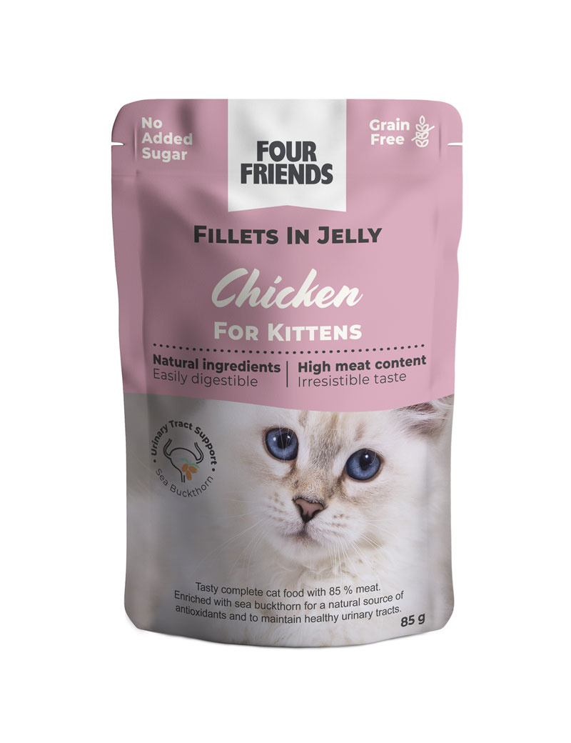 Four Friends Cat Kitten Chicken in Jelly 85 g