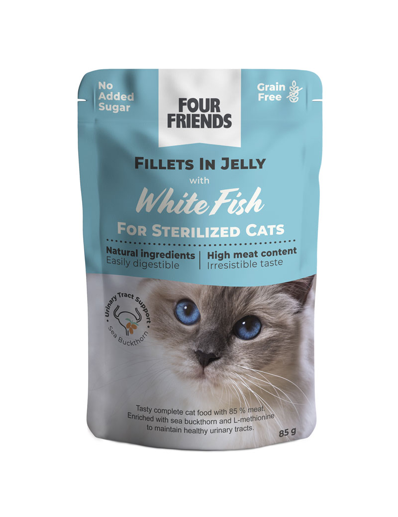 Four Friends Cat Sterilized White Fish in Jelly 85 g