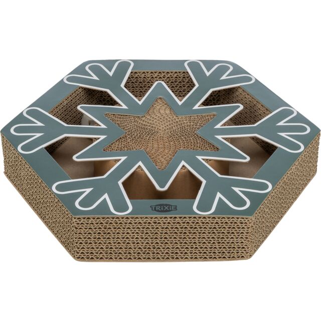 Xmas Snowflake with balls, cardboard 33x6x28 cm, petrol