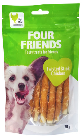 Four Friends Dog Twisted Stick Chicken 12,5 cm