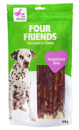 Four Friends Dog Twisted Stick Duck 25 cm, 5-pack