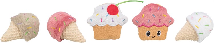 Glass och muffins, plysch, catnip, 7 cm, mix