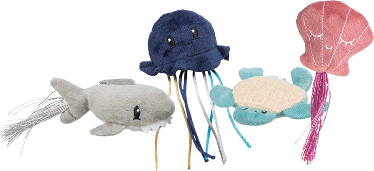 Marina djur, plysch, catnip, 5-8 cm, mix