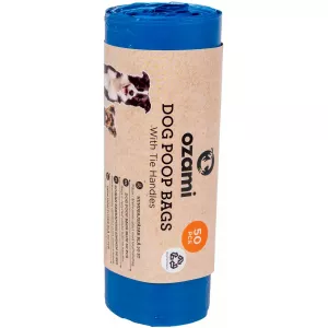 Bajspåse Blå med handtag 50/rulle, Ozami