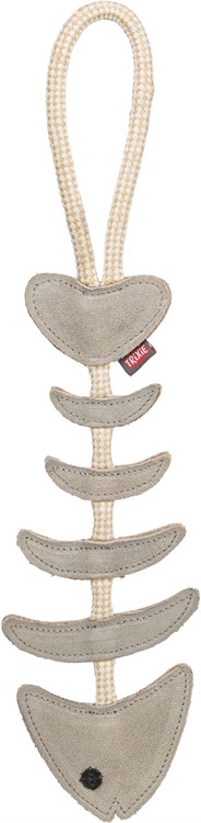 Fiskben, läderleksak, läder/rep, 43 cm