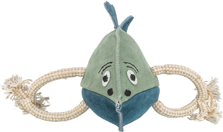 Fisk, läderleksak, läder/rep, 28 cm