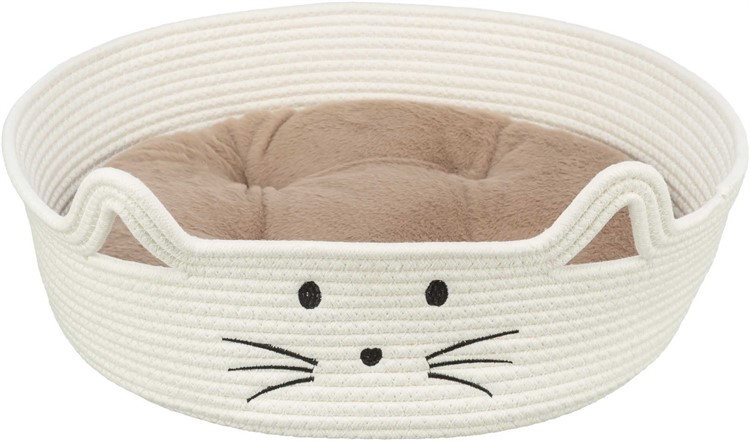 Kattkorg rund, ø 45 cm, vit/ljust brun