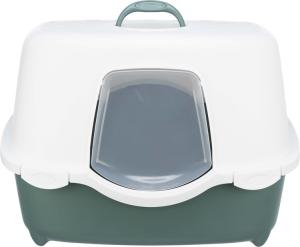 Kattlåda Davio med huv, 56 x 39 x 39 cm, grön/vit
