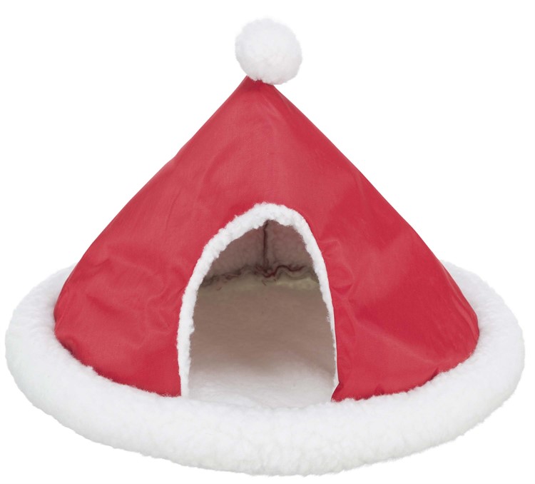 Xmas cuddly cave, guinea pigs/dwarf rabbits, ø 35 cm, white/red