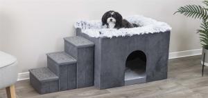 Harvey bädd med grotta och trappa, 119x47x50 cm, grå/vit-svart