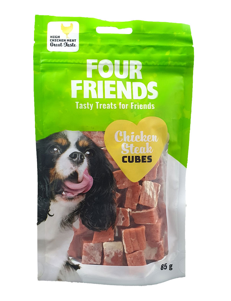 Four Friends Dog Chicken Steak Cubes 85 g