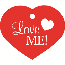 ID-bricka stort hjärta "Love Me!"