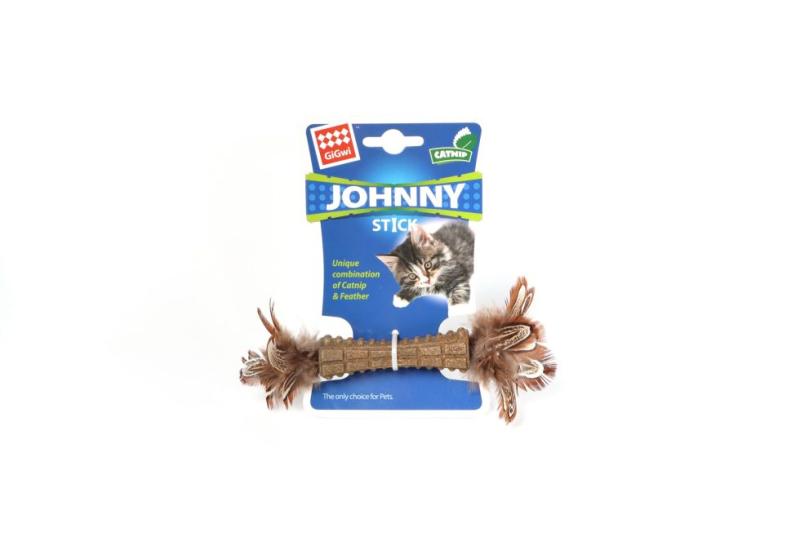 GiGwi Johnny Stick with catnip/feather, brun