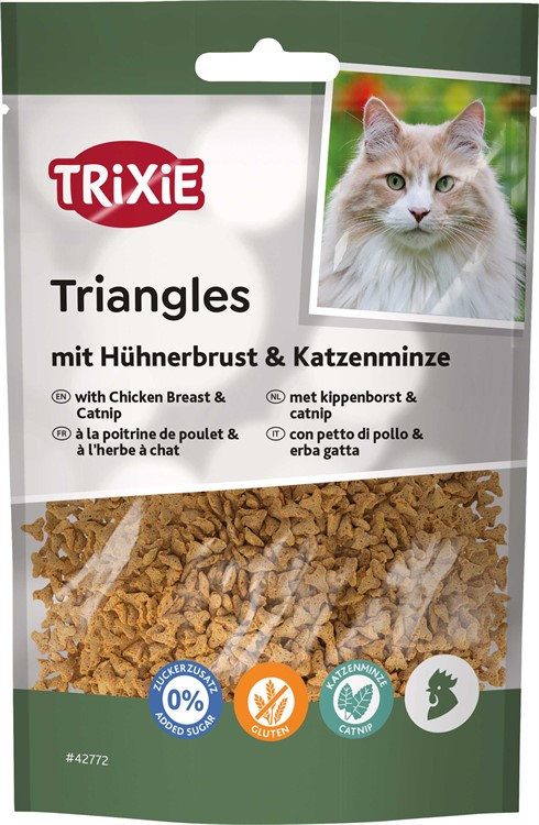 Trianglar med kycklingbröst & kattmynta 50 g