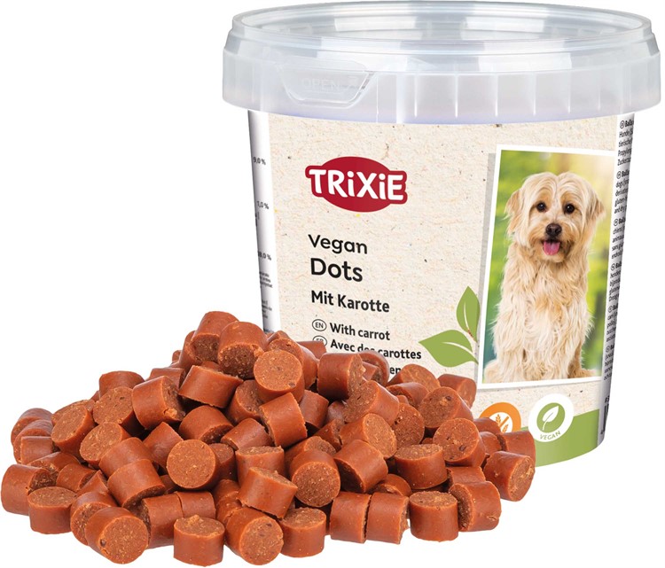 Vegan Soft Snack Dots med morot, 200 g plasthink