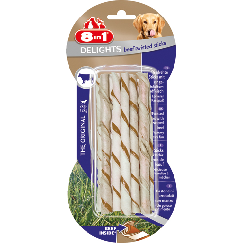 8in1 Delights Twisted Sticks Beef, 10 st