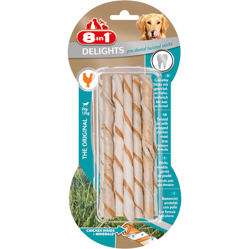 8in1 Delights Twisted Sticks Dental Chicken, 10 st