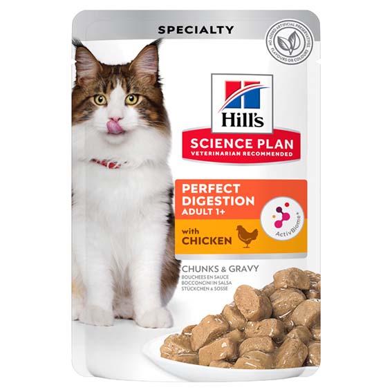 Hill's Feline Adult Perfect Digestion Chicken 12x85 g portionspåsar