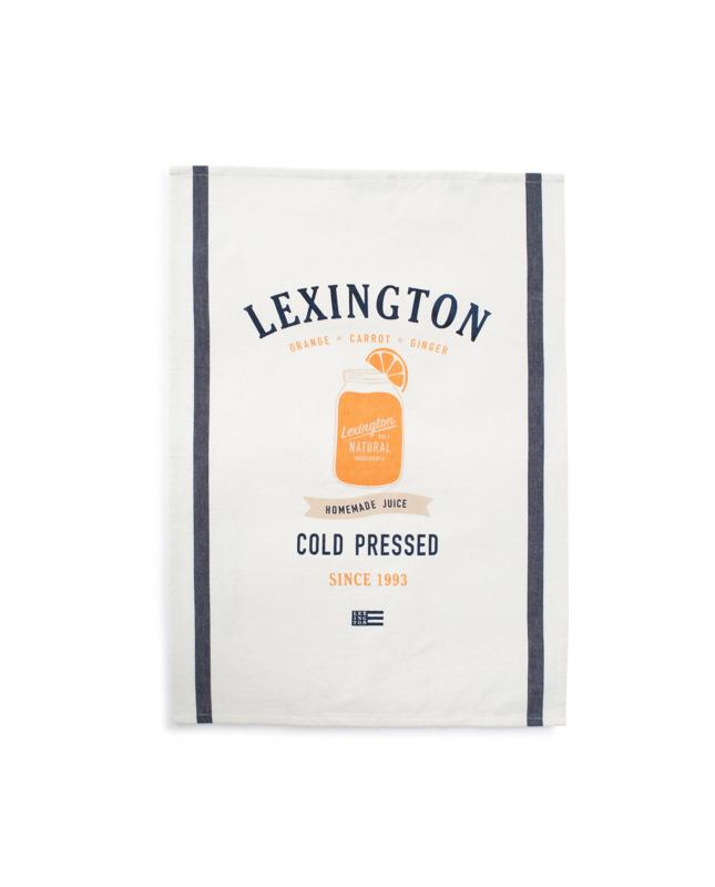 Kökshandduk Printed cotton twill - Off-white blue - 50x70