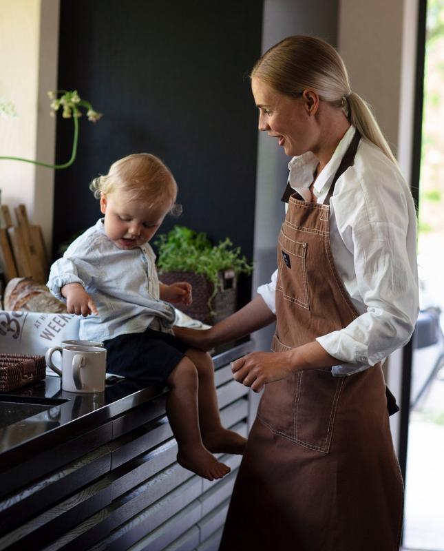 Förkläde - Brown cotton canvas apron - 80x105