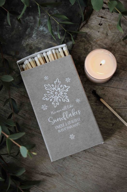 Snowflakes tändsticksask - 7x12cm