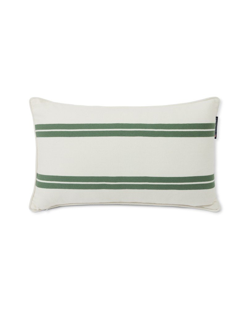 Twill Pillow Case small side striped - White/green organic Cotton