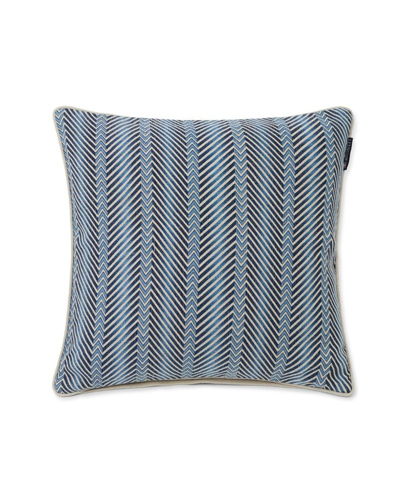 Pillow Cover Zig Zag printed - Linen/Cotton Blue/beige
