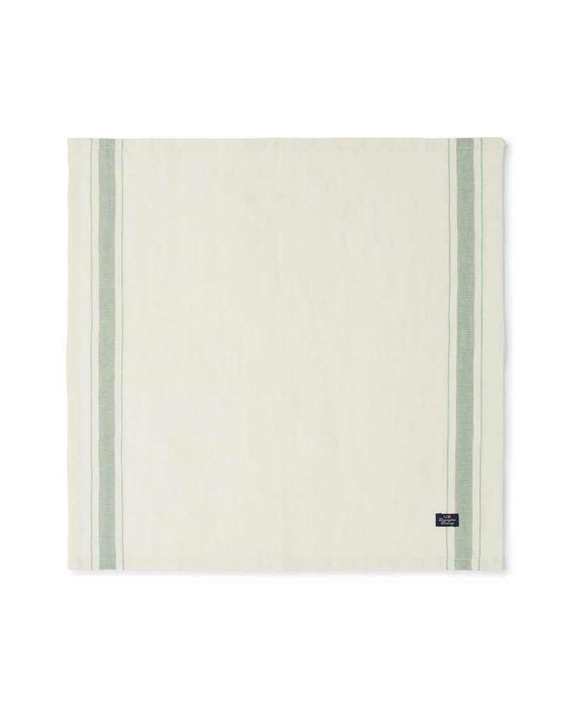 Twill Napkin side stripes - White/green Organic Cotton