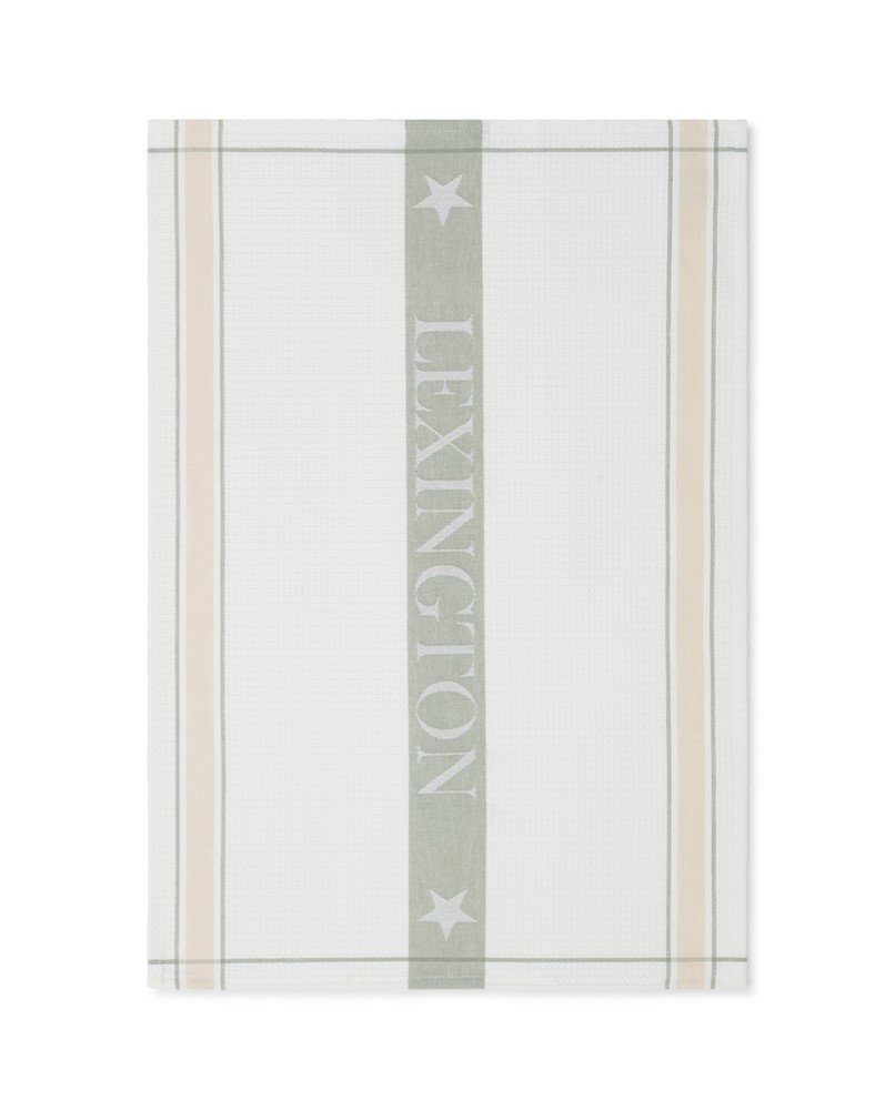 Waffle logo Kitchen Towel - White/green/beige Organic Cotton