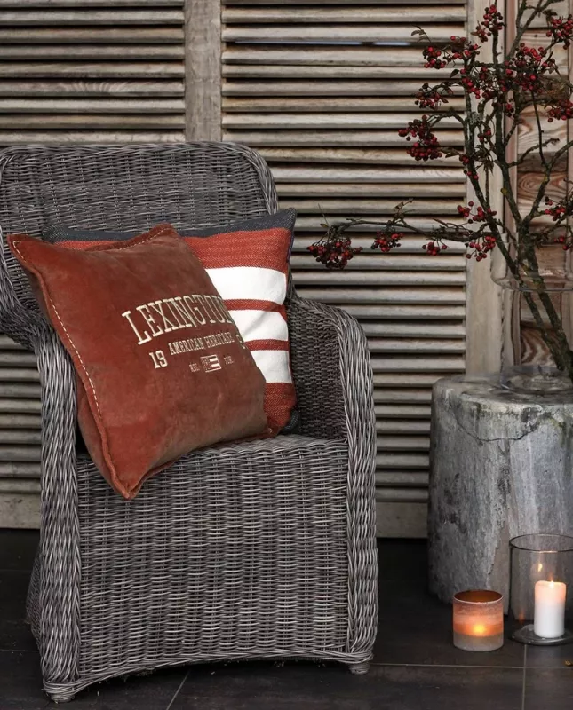 Logo message cotton velvet Pillow Cover - Rustic Brown 50x50