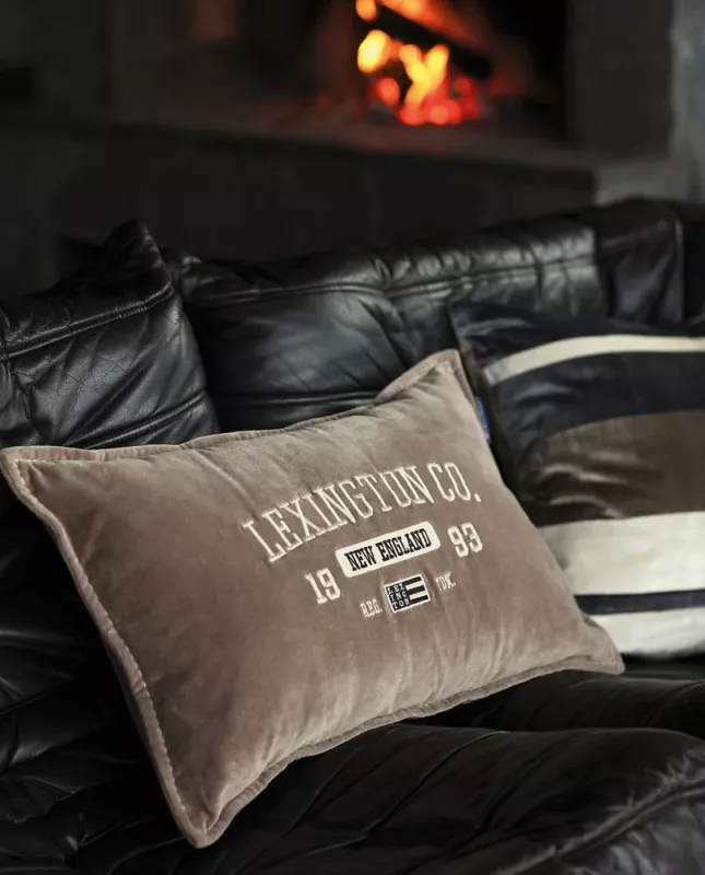 Cotton Velvet Pillow - logo message 40x60 Walnut