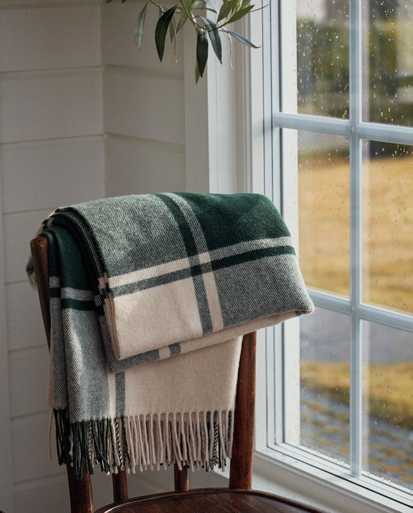 Checked recycled wool Throw