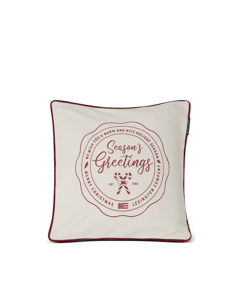 Kuddfodral Seaseons greatings Pillow Cover - recycled cotton off-white/red