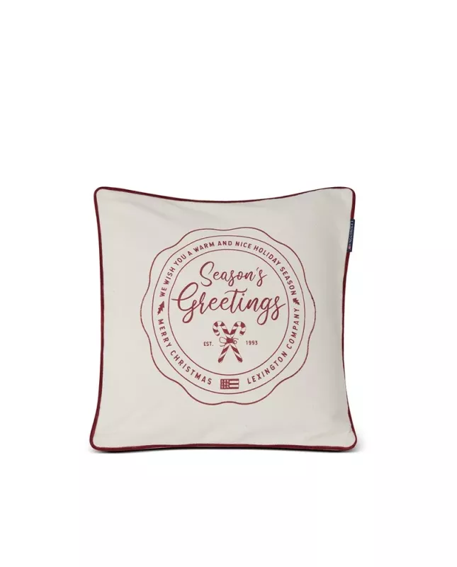 Kuddfodral Seaseons greatings Pillow Cover - recycled cotton off-white/red