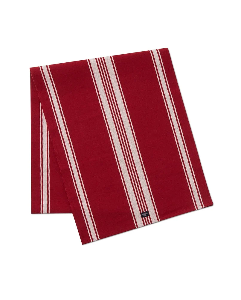 Löpare 50x250cm Rib Runner w. stripes - organic cotton red/white