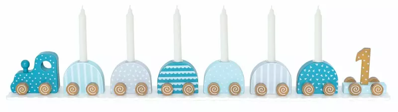 Ljusstake födelsedagståg blå
