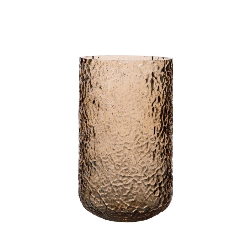 Lljuslykta/Vas mönstrat glas bärnsten - D9 H15cm