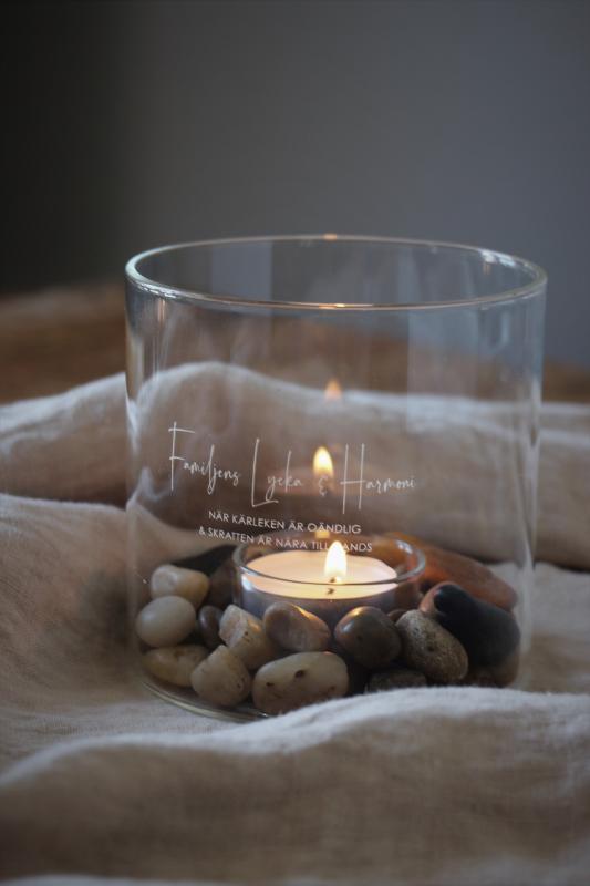 Ljuslykta - Familjens lycka och harmoni - klarglas 10x10cm