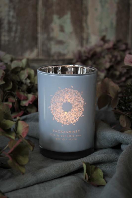 Lykta "Tacksamhet" vit/silver - 8x12