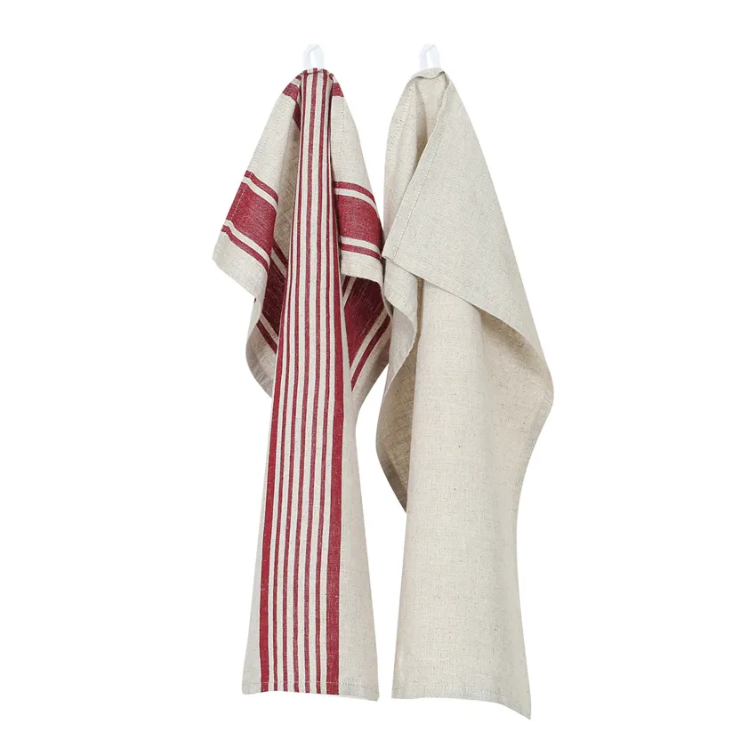 Kökshandduk Lukas 2-pack - Röd/Natur 50x70