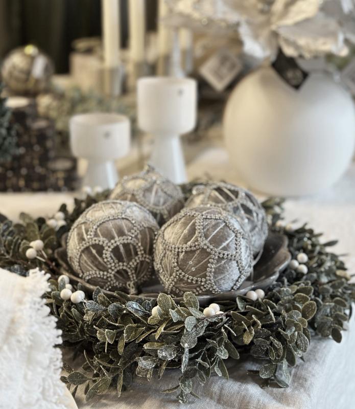 Ball barock - 10cm grey/silver