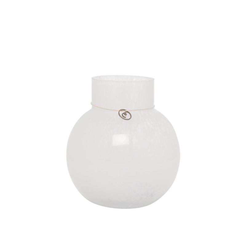 Glasvas rund vit - D13 H14 cm