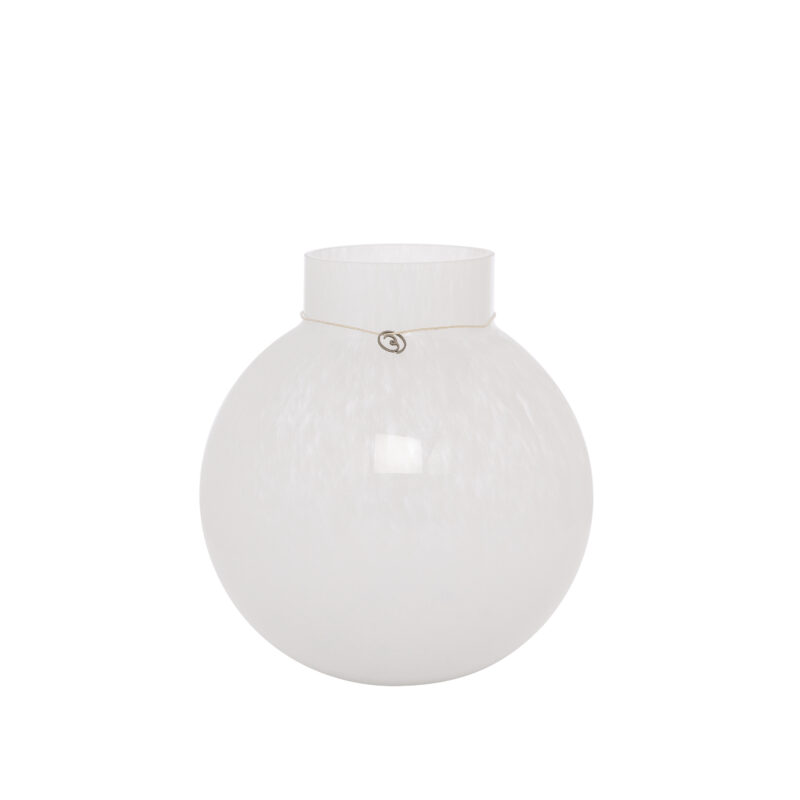 Glasvas rund vit - D21 H22 cm