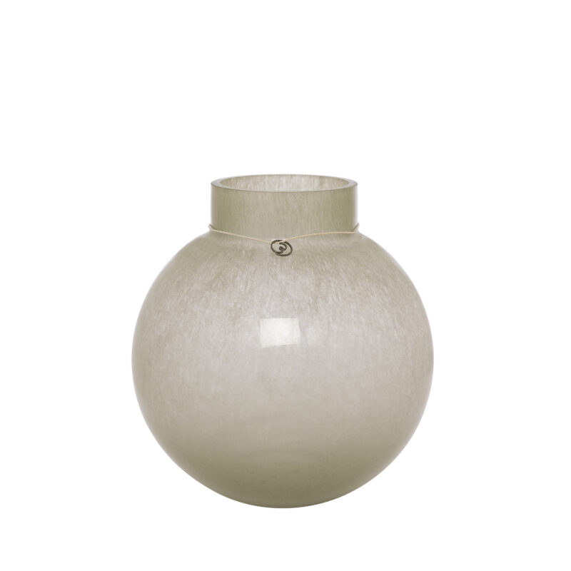 Glasvas rund grön - D21 H22 cm