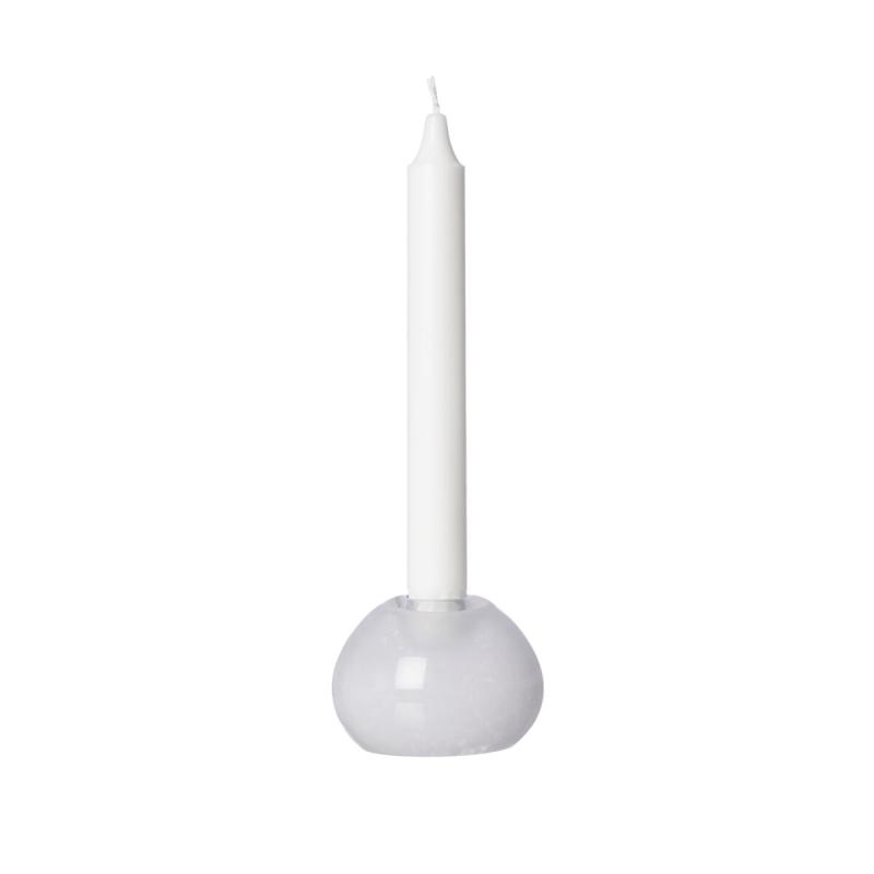 Ljusstake glas - vit d9 h 7,5
