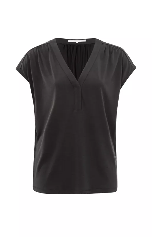 Jersey top V-neck pleated details