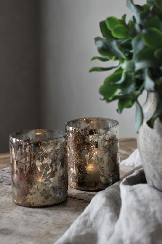 Ljuslykta Autumn Leaves vintage copper - 8x9cm