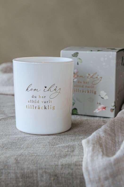 Ljuslykta Majas Kom ihåg du har alltid varit.. - vit/guld 7x8cm