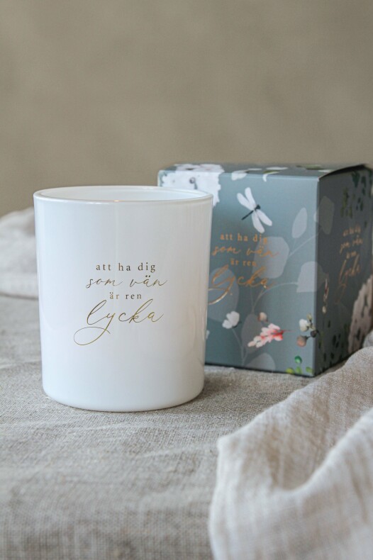 Ljuslykta Majas Att ha dig som vän - vit/guld 7x8cm