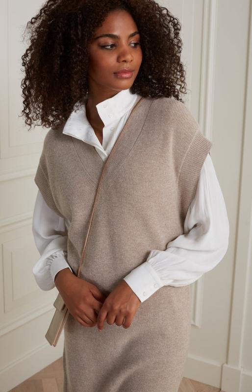 Sleeveless Dress w. v-neck cashmere blend w. lurex